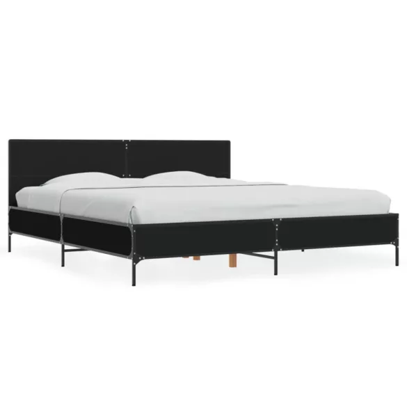 fekete szerelt fa és fém ágykeret 200 x 200 cm
