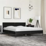 fekete szerelt fa és fém ágykeret 200 x 200 cm