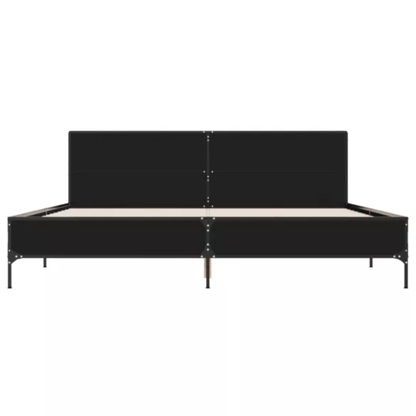 fekete szerelt fa és fém ágykeret 200 x 200 cm