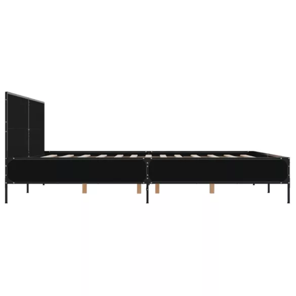 fekete szerelt fa és fém ágykeret 200 x 200 cm