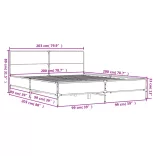 fekete szerelt fa és fém ágykeret 200 x 200 cm