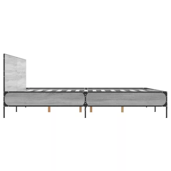 szürke sonoma szerelt fa és fém ágykeret 200 x 200 cm