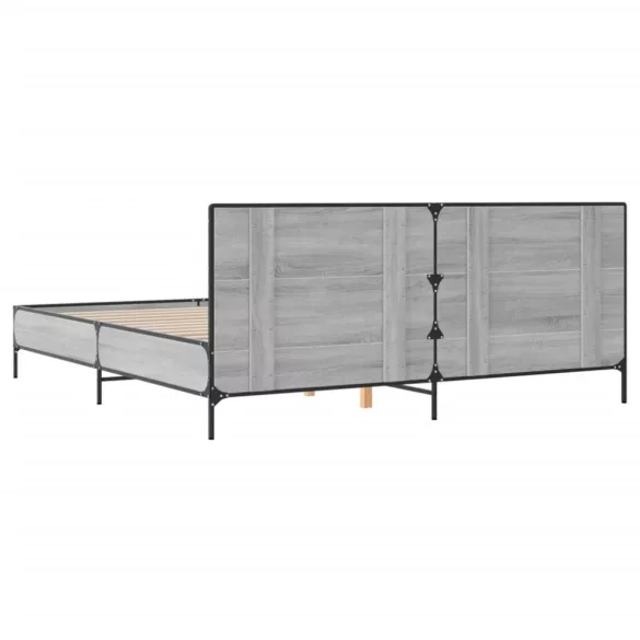 szürke sonoma szerelt fa és fém ágykeret 200 x 200 cm