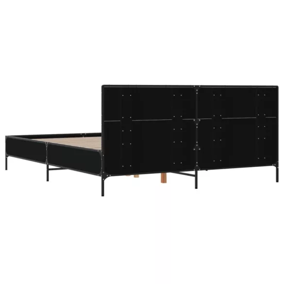 fekete szerelt fa és fém ágykeret 135 x 190 cm