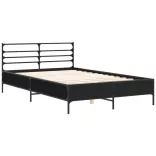 fekete szerelt fa és fém ágykeret 120 x 200 cm