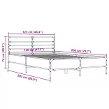 fekete szerelt fa és fém ágykeret 120 x 200 cm