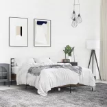 barna tölgyszínű szerelt fa és fém ágykeret 120 x 200 cm