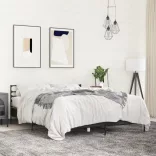fekete szerelt fa és fém ágykeret 150 x 200 cm