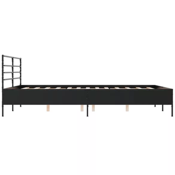 fekete szerelt fa és fém ágykeret 150 x 200 cm