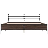 barna tölgyszínű szerelt fa és fém ágykeret 160 x 200 cm
