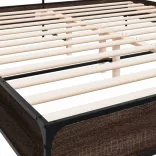 barna tölgyszínű szerelt fa és fém ágykeret 180 x 200 cm