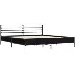 fekete szerelt fa és fém ágykeret 200 x 200 cm