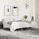fekete szerelt fa és fém ágykeret 200 x 200 cm