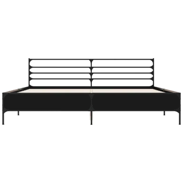 fekete szerelt fa és fém ágykeret 200 x 200 cm