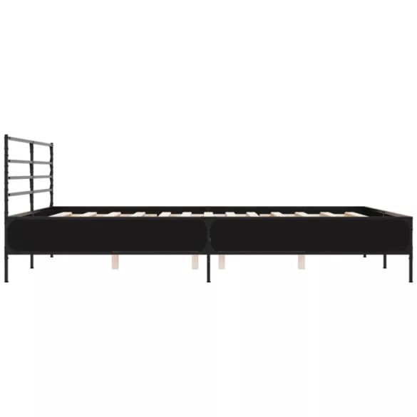 fekete szerelt fa és fém ágykeret 200 x 200 cm