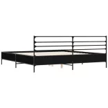 fekete szerelt fa és fém ágykeret 200 x 200 cm