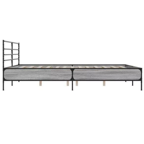 szürke sonoma szerelt fa és fém ágykeret 200 x 200 cm