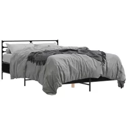 fekete szerelt fa és fém ágykeret 135 x 190 cm