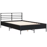fekete szerelt fa és fém ágykeret 135 x 190 cm