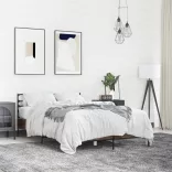 barna tölgyszínű szerelt fa és fém ágykeret 135 x 190 cm