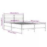 barna tölgyszínű szerelt fa és fém ágykeret 135 x 190 cm