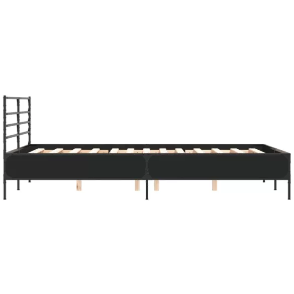 fekete szerelt fa és fém ágykeret 140x190 cm