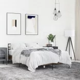 barna tölgyszínű szerelt fa és fém ágykeret 140x190 cm