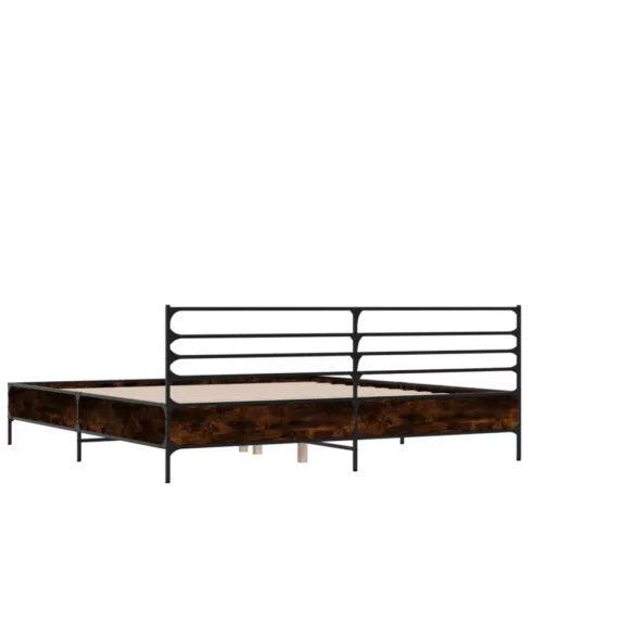 barna tölgyszínű szerelt fa és fém ágykeret 140x190 cm