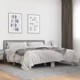 szürke sonoma szerelt fa és fém ágykeret 200 x 200 cm