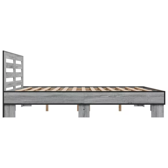 szürke sonoma szerelt fa és fém ágykeret 200 x 200 cm