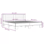 szürke sonoma szerelt fa és fém ágykeret 200 x 200 cm