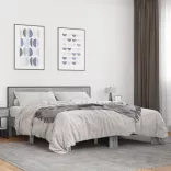 szürke sonoma szerelt fa és fém ágykeret 150 x 200 cm
