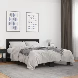 fekete szerelt fa és fém ágykeret 140 x 200 cm