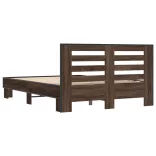 barna tölgyszínű szerelt fa és fém ágykeret 120 x 200 cm