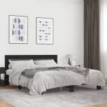 fekete szerelt fa és fém ágykeret 200 x 200 cm