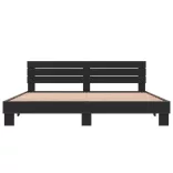 fekete szerelt fa és fém ágykeret 200 x 200 cm