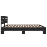 fekete szerelt fa és fém ágykeret 200 x 200 cm