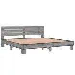 szürke sonoma szerelt fa és fém ágykeret 200 x 200 cm