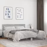 szürke sonoma szerelt fa és fém ágykeret 200 x 200 cm