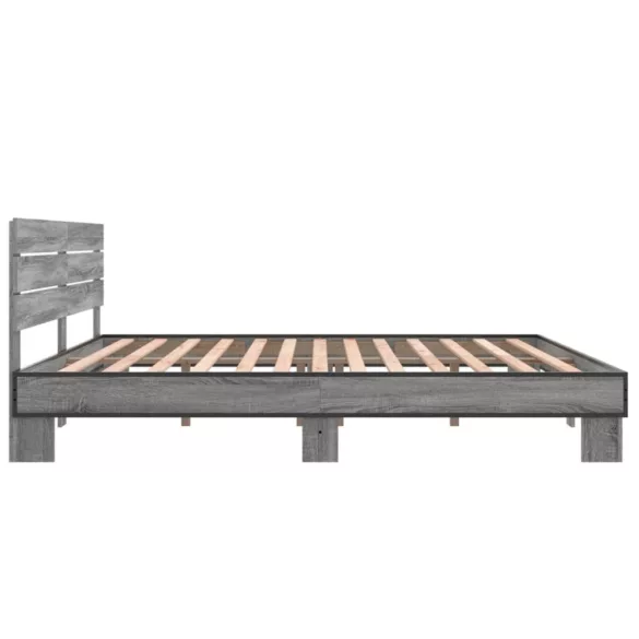 szürke sonoma szerelt fa és fém ágykeret 200 x 200 cm