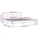 szürke sonoma szerelt fa és fém ágykeret 200 x 200 cm