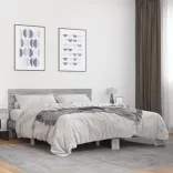 szürke sonoma szerelt fa és fém ágykeret 150 x 200 cm