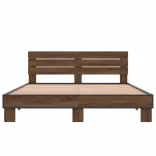 barna tölgyszínű szerelt fa és fém ágykeret 150 x 200 cm