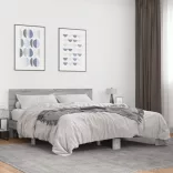szürke sonoma szerelt fa és fém ágykeret 150 x 200 cm