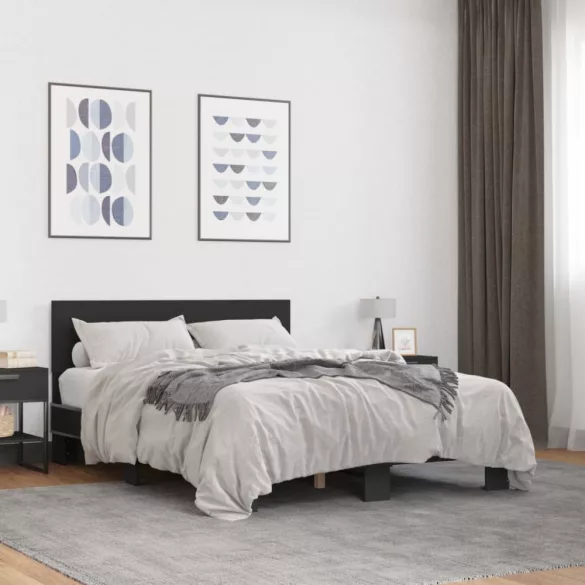 fekete szerelt fa és fém ágykeret 120 x 200 cm