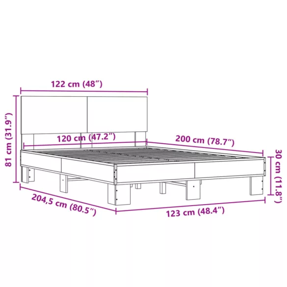 fekete szerelt fa és fém ágykeret 120 x 200 cm