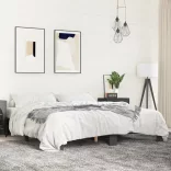 fekete szerelt fa és fém ágykeret 200 x 200 cm