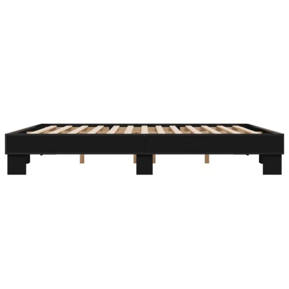 fekete szerelt fa és fém ágykeret 200 x 200 cm