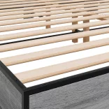 szürke sonoma szerelt fa és fém ágykeret 200 x 200 cm
