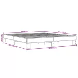 szürke sonoma szerelt fa és fém ágykeret 200 x 200 cm
